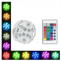 Lampa LED Rezistenta la Apa, 10 LED RGB cu Telecomanda, Ø 7 x 2.7 cm