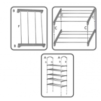 Suport pentru depozitare incaltaminte, pe 5 nivele, 58x26x102 cm