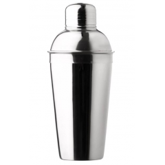 Shaker metalic, cu capac, sita si dop, pentru cocktail-uri, 9 x 21 cm, 600 ml