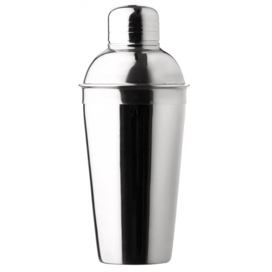 Shaker metalic, cu capac, sita si dop, pentru cocktail-uri, 9 x 21 cm, 600 ml