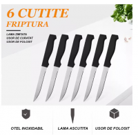 Set 6 cutite bucatarie, cu lama zimtata, otel inoxidabil, rezistente, potrivite pentru toate nevoile