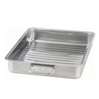 Tava cu gratar din inox, pentru cuptor, 40x32x7