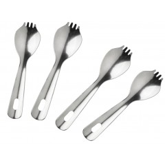 Set 4 tacamuri 2 in 1, lingura furculita, INOX, 17 cm