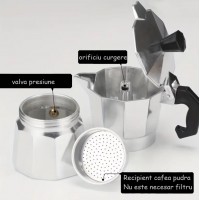 Espressor cafea tip Mocapot, din aluminiu, 17 cm