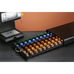 Suport organizator, tip sertar, 50 capsule cafea Nespresso, 40x24x6 cm