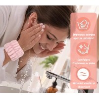 Set 2 bratari cosmetice, pentru incheieturi, roz