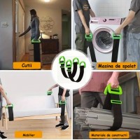 Set 2 buc curea reglabila de ridicare si mutare mobila, manere ergonomice, lungime maxima 165 cm