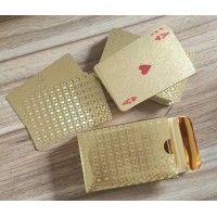 Set 2 pachete de carti de joc plastifiate, model Gold, 9 x 6 cm