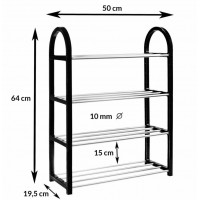 Pantofar PVC si metal, 4 rafturi, 64x50x19.5 cm, negru