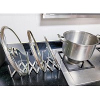 Suport reglabil din INOX pentru farfurii, tigai, capace si tocatoare, 50x14,5x10 cm