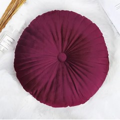 Perna decorativa rotunda, model cu nasture, Ø35 cm, grosime 6 cm, culoare bordo