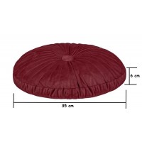 Perna decorativa rotunda, model cu nasture, Ø35 cm, grosime 6 cm, culoare bordo