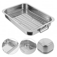 Tava cu gratar din inox, pentru cuptor, 40x32x7