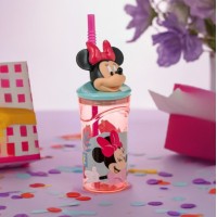 Pahar pentru copii, 3D cu pai, model Minnie, 360 ml