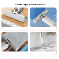 Mop portabil de mana, sistem de stoarcere, burete absorbant, multisuprafete si geamuri, 29.5x15.5 cm