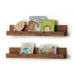Set 2 polite maro, aspect de nuc, din MDF, feronerie inclusa, 55x12x7 cm