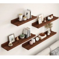 Set 2 polite maro, aspect de nuc, din MDF, feronerie inclusa, 55x12x7 cm