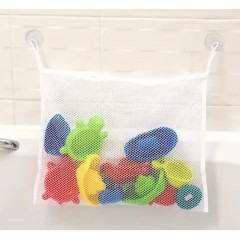 Plasa organizatoare pentru baie, cu ventuze, depozitare jucarii, bureti, sampon, 30x40 cm