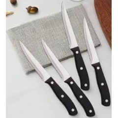 Set 4 cutite bucatarie, cu lama zimtata, otel inoxidabil, 22.4 cm