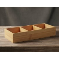 Cutie din bambus pentru organizare, 3 compartimente, 38x7X15 cm, utilizare universala