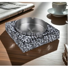 Scrumiera 2 in 1, scrumiere din piatra + metal detasabila, 12.5x5 cm, baza antialunecare