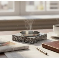 Scrumiera 2 in 1, scrumiere din piatra + metal detasabila, 12.5x5 cm, baza antialunecare Scrumiera 2 in 1, scrumiere din piatra + metal detasabila, 12.5x5 cm, baza antialunecare