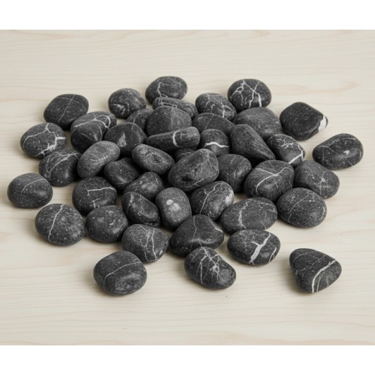 Pietris decorativ, finisat, negru-gri cu detalii albe, 1kg Pietris decorativ, finisat, negru-gri cu detalii albe, 1kg