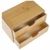 Cutie decorativa din bambus, cu 2 sertare, 22x13x12.5 cm, utilizare universala