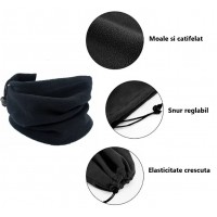 Fular circular din material fleece, moale si catifelat, cu snur reglabil, unisex