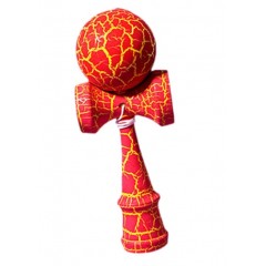 Kendama Crack din lemn 18 cm, bila 6 cm – model crapat, rosu