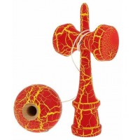 Kendama Crack din lemn 18 cm, bila 6 cm – model crapat, rosu
