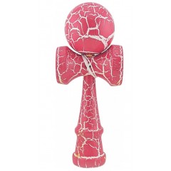 Kendama Crack din lemn 18 cm, bila 6 cm – model crapat, roz/alb