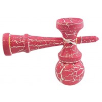 Kendama Crack din lemn 18 cm, bila 6 cm – model crapat, roz/alb Kendama Crack din lemn 18 cm, bila 6 cm – model crapat, roz/alb