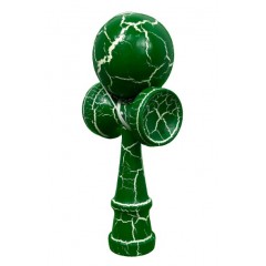 Kendama Crack din lemn 18 cm, bila 6 cm – model crapat, verde/alb