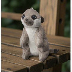 Jucarie de pluş, mini, tip breloc, suricata, bej, 8 cm Jucarie de pluş, mini, tip breloc, suricata, bej, 8 cm