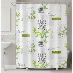 Perdea dus, model ZEN cu pietre si ramuri bambus, 180x180 cm, 12 inele incluse