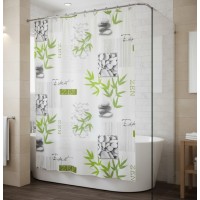 Perdea dus, model ZEN cu pietre si ramuri bambus, 180x180 cm, 12 inele incluse