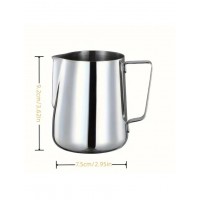 Cana pentru spumarea laptelui, Inox, gradatie 300 ml, capacitate 350 ml, 7.5x9 cm