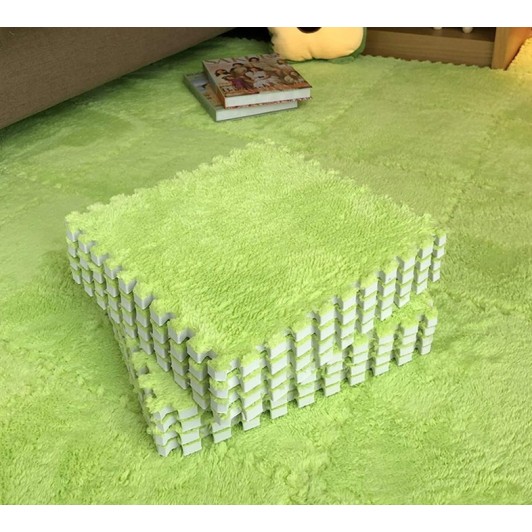 Covor din spuma pufos, puzzle verde, 10 piese, 30x30x1 cm