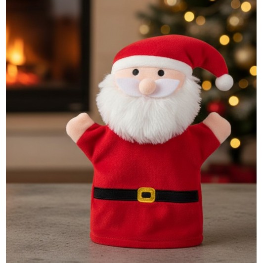 Marioneta de plus catifelata, Mos Craciun, 28 cm Marioneta de plus catifelata, Mos Craciun, 28 cm