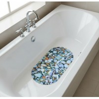 Covoras antiderapant, pentru baie, prindere cu ventuze, tema pietre de rau, 68x35 cm Covoras antiderapant, pentru baie, prindere cu ventuze, tema pietre de rau, 68x35 cm