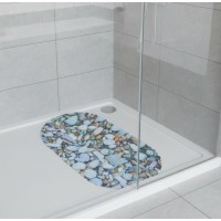 Covoras antiderapant, pentru baie, prindere cu ventuze, tema pietre de rau, 68x35 cm Covoras antiderapant, pentru baie, prindere cu ventuze, tema pietre de rau, 68x35 cm