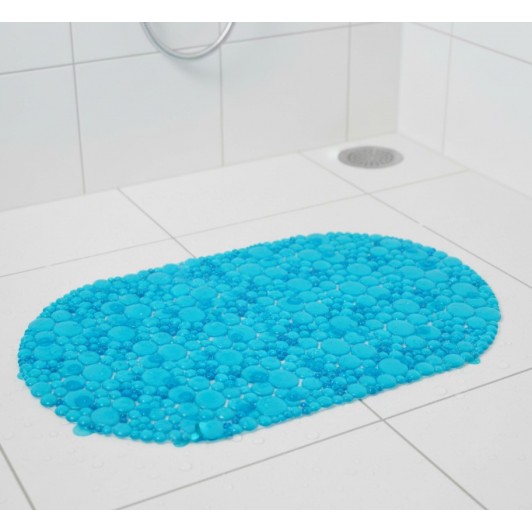 Covoras antiderapant pentru baie, albastru turcoaz, cu ventuze, 69x38 cm