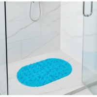 Covoras antiderapant pentru baie, albastru turcoaz, cu ventuze, 69x38 cm