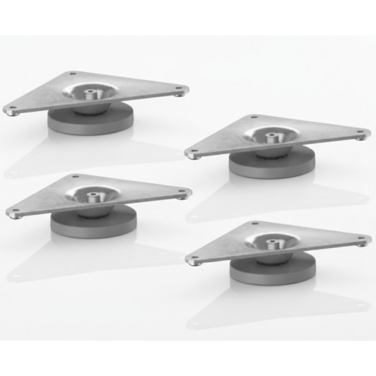 Set 4 picioare reglabile pentru mobila, din otel, cu feronerie inclusa, 11.5x8x2.5 cm