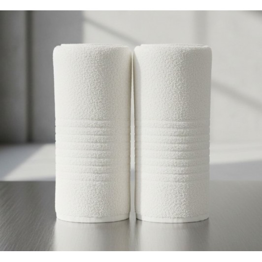 Set 2 buc prosp alb, 100% bumbac, baie/bucatarie, 50x30 cm