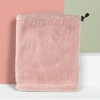 Fular circular din blana ecologica, roz, cu snur pentru ajustare, 27x30 cm