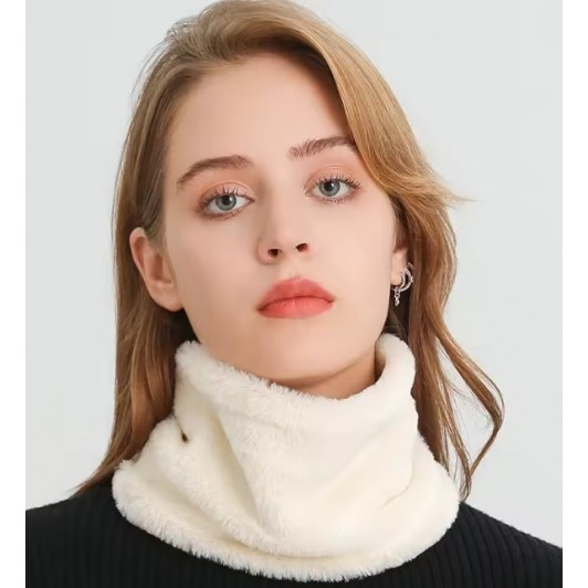 Fular circular din blana ecologica, cu snur pentru ajustare, 26x25 cm