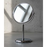 Oglinda cosmetica cu 2 fete, inox, efect normal si efect lupa, Ø 17 x 33 cm