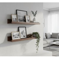 Set 2 polite din MDF, feronerie inclusa – montaj usor si organizare practica, aspect nuc, 55x12 cm